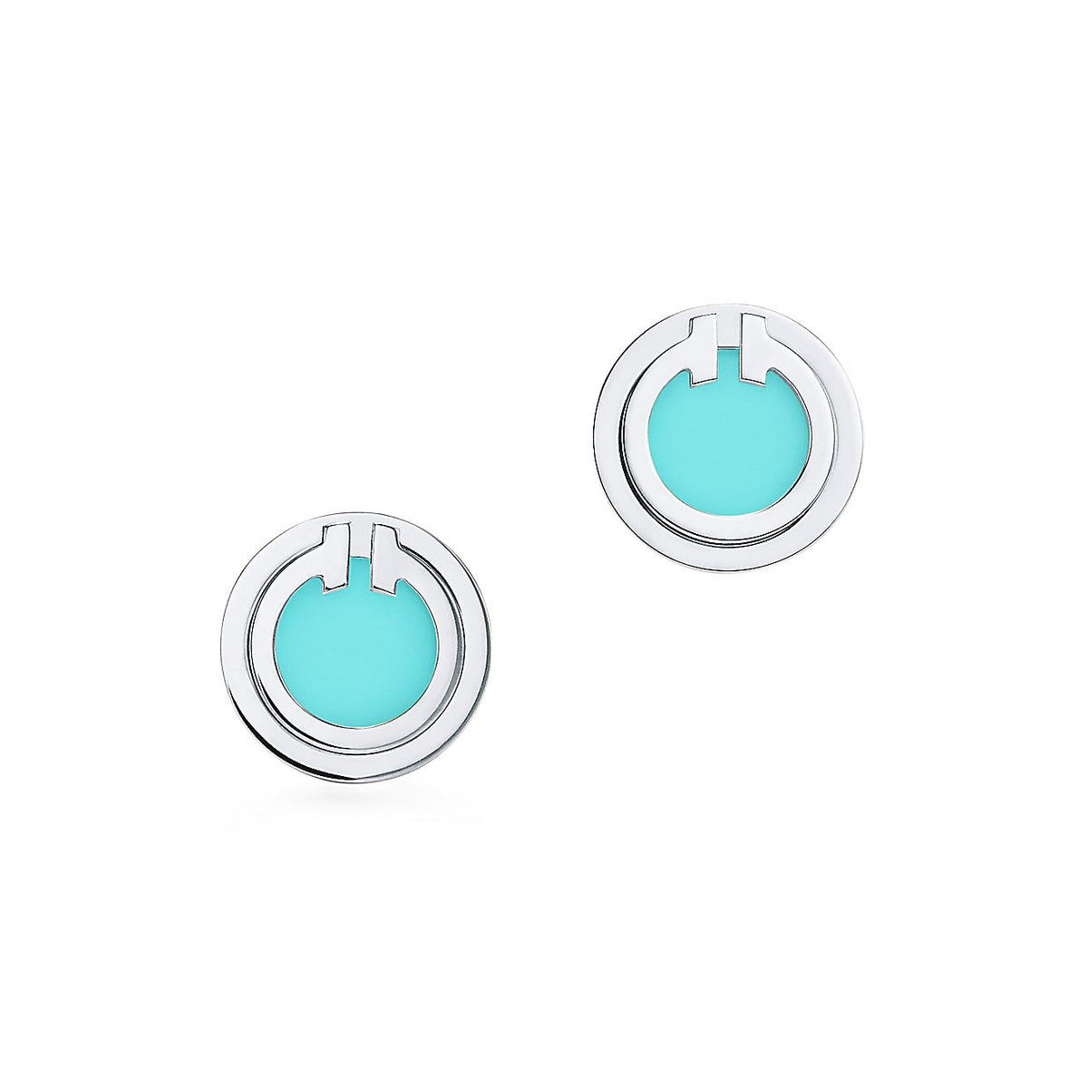 [⭐Sparkve Jewels]TURQUOISE CIRCLE WHITE GOLD EARRINGS