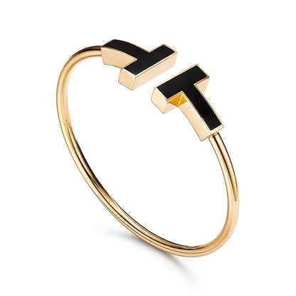 [⭐Sparkve Jewels]T WIDE ONYX OPEN BRACELET