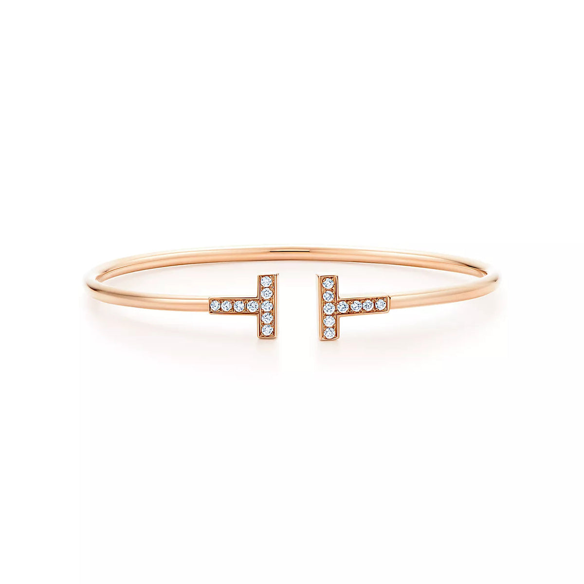 [⭐Sparkve Jewels]T BRACELET PINK GOLD 1.8MM DIAMOND