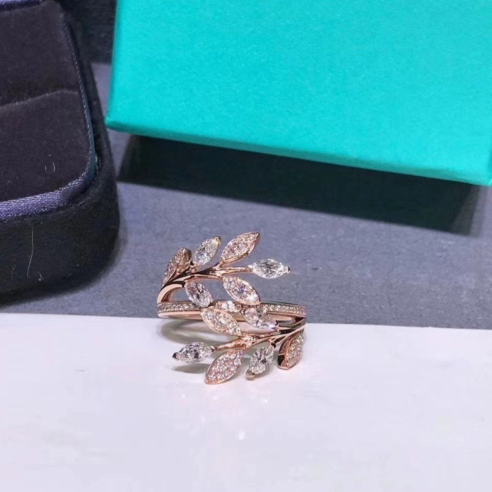[⭐Sparkve Jewels]VICTORIA DIAMOND VINE BYPASS RING PINK GOLD