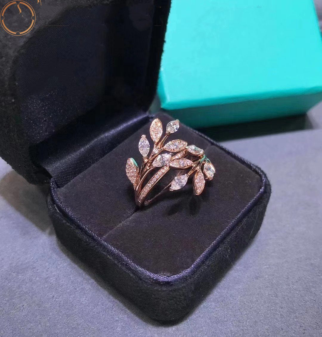 [⭐Sparkve Jewels]VICTORIA DIAMOND VINE BYPASS RING PINK GOLD