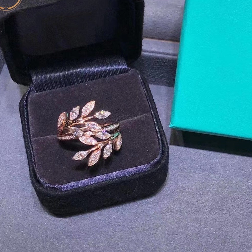 [⭐Sparkve Jewels]VICTORIA DIAMOND VINE BYPASS RING PINK GOLD