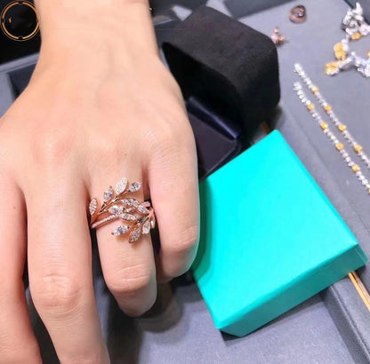 [⭐Sparkve Jewels]VICTORIA DIAMOND VINE BYPASS RING PINK GOLD