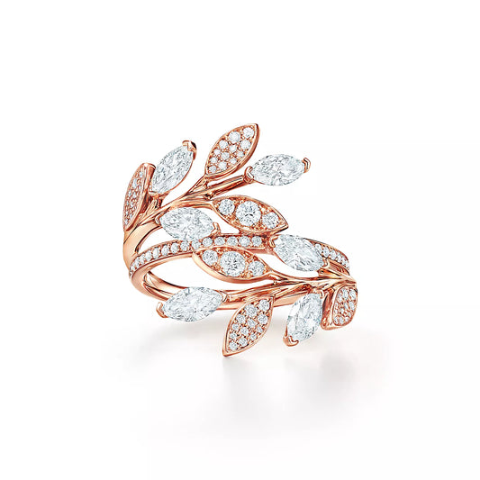 [⭐Sparkve Jewels]VICTORIA DIAMOND VINE BYPASS RING PINK GOLD