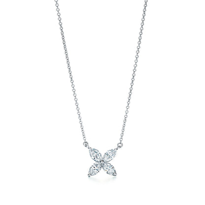 [⭐Sparkve Jewels]PLATINUM AND DIAMOND VICTORIA PENDANT NECKLACE