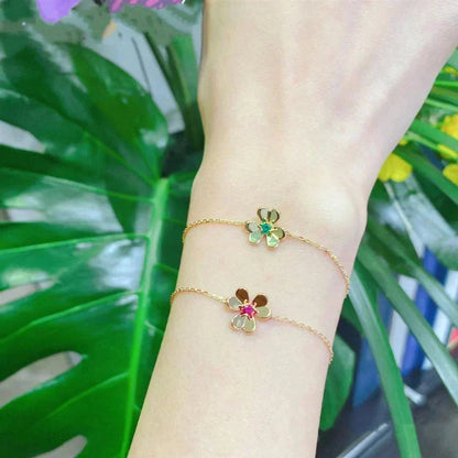[⭐Sparkve]FRIVOLE GOLD FLOWER PINK MALACHITE BRACELET
