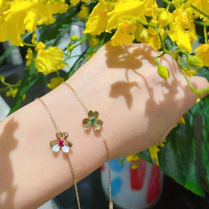 [⭐Sparkve]FRIVOLE GOLD FLOWER PINK MALACHITE BRACELET