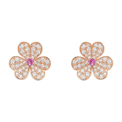 [⭐Sparkve]FRIVOLE PINK GOLD FLOWER DIAMOND EARRINGS
