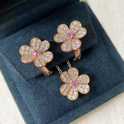 [⭐Sparkve]FRIVOLE ROSE GOLD FLOWER DIAMOND NECKLACE