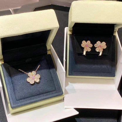 [⭐Sparkve]FRIVOLE PINK GOLD FLOWER DIAMOND EARRINGS