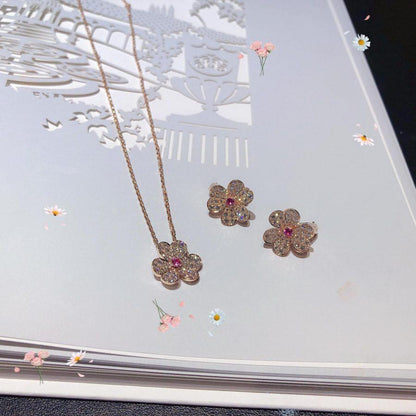 [⭐Sparkve]FRIVOLE PINK GOLD FLOWER DIAMOND EARRINGS