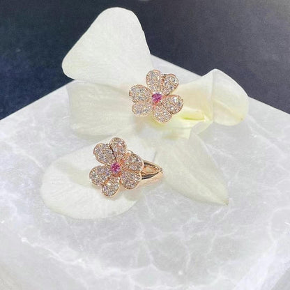 [⭐Sparkve]FRIVOLE PINK GOLD FLOWER DIAMOND EARRINGS
