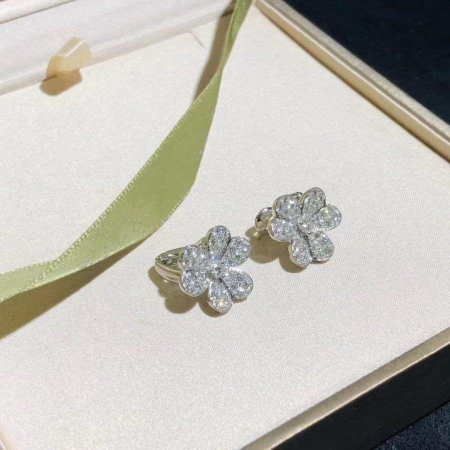 [⭐Sparkve]FRIVOLE SILVER FLOWER DIAMOND EARRINGS