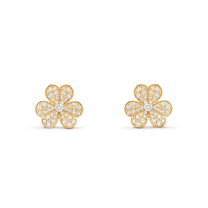 [⭐Sparkve]FRIVOLE GOLD FLOWER DIAMOND EARRINGS