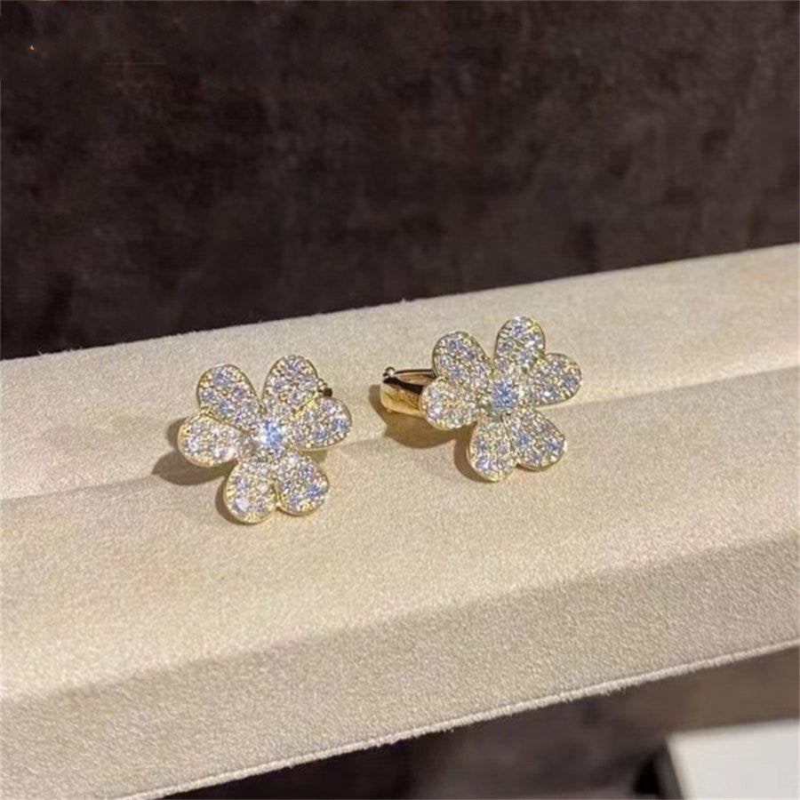 [⭐Sparkve]FRIVOLE GOLD FLOWER DIAMOND EARRINGS