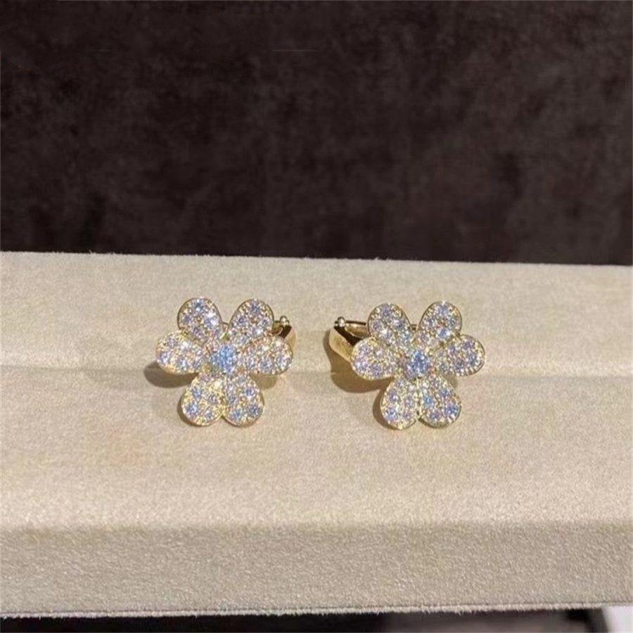 [⭐Sparkve]FRIVOLE GOLD FLOWER DIAMOND EARRINGS