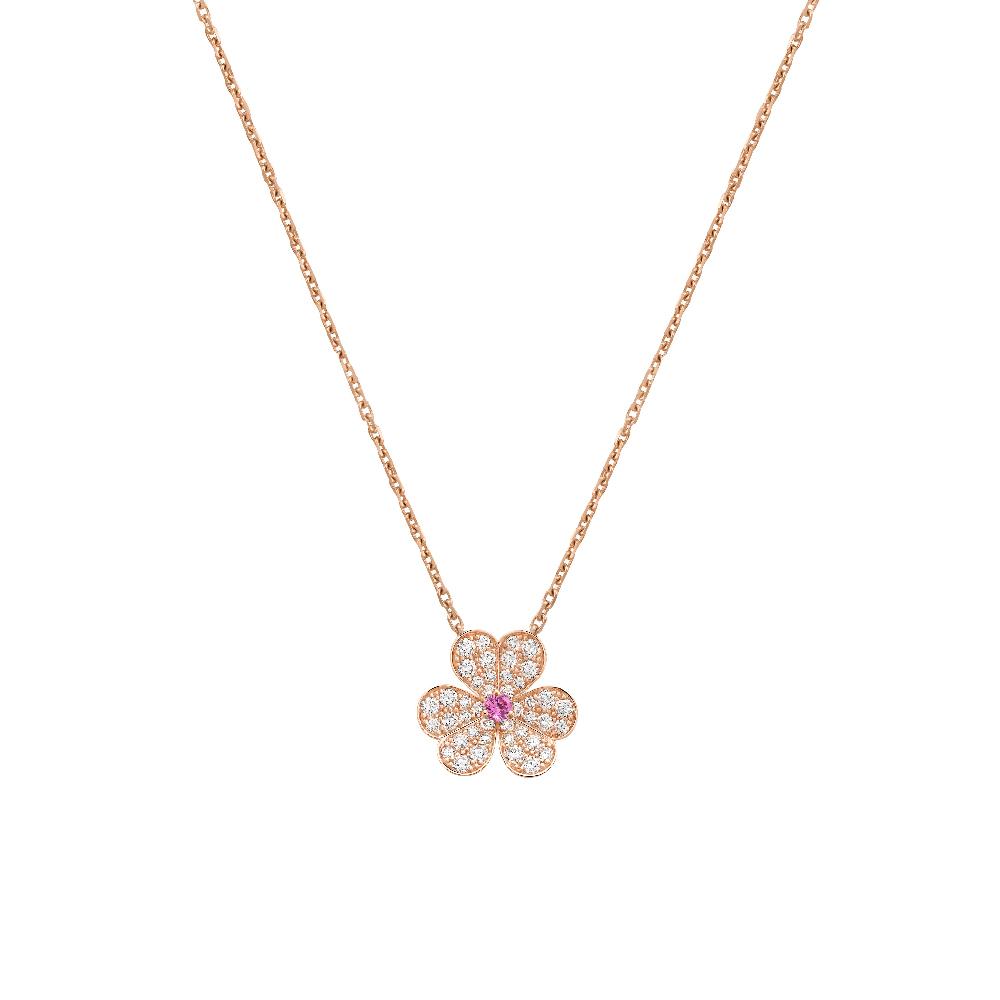[⭐Sparkve]FRIVOLE ROSE GOLD FLOWER DIAMOND NECKLACE