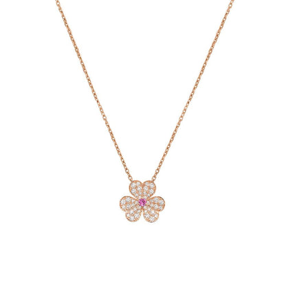 [⭐Sparkve]FRIVOLE ROSE GOLD FLOWER DIAMOND NECKLACE