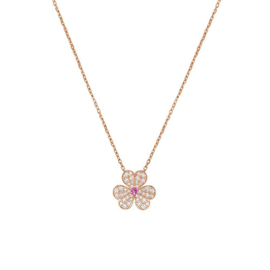[⭐Sparkve]FRIVOLE ROSE GOLD FLOWER DIAMOND NECKLACE