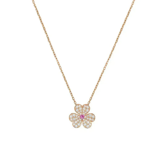 [⭐Sparkve]FRIVOLE ROSE GOLD FLOWER DIAMOND NECKLACE