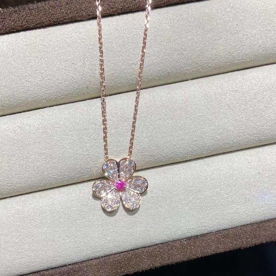 [⭐Sparkve]FRIVOLE ROSE GOLD FLOWER DIAMOND NECKLACE
