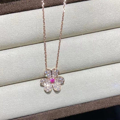 [⭐Sparkve]FRIVOLE ROSE GOLD FLOWER DIAMOND NECKLACE