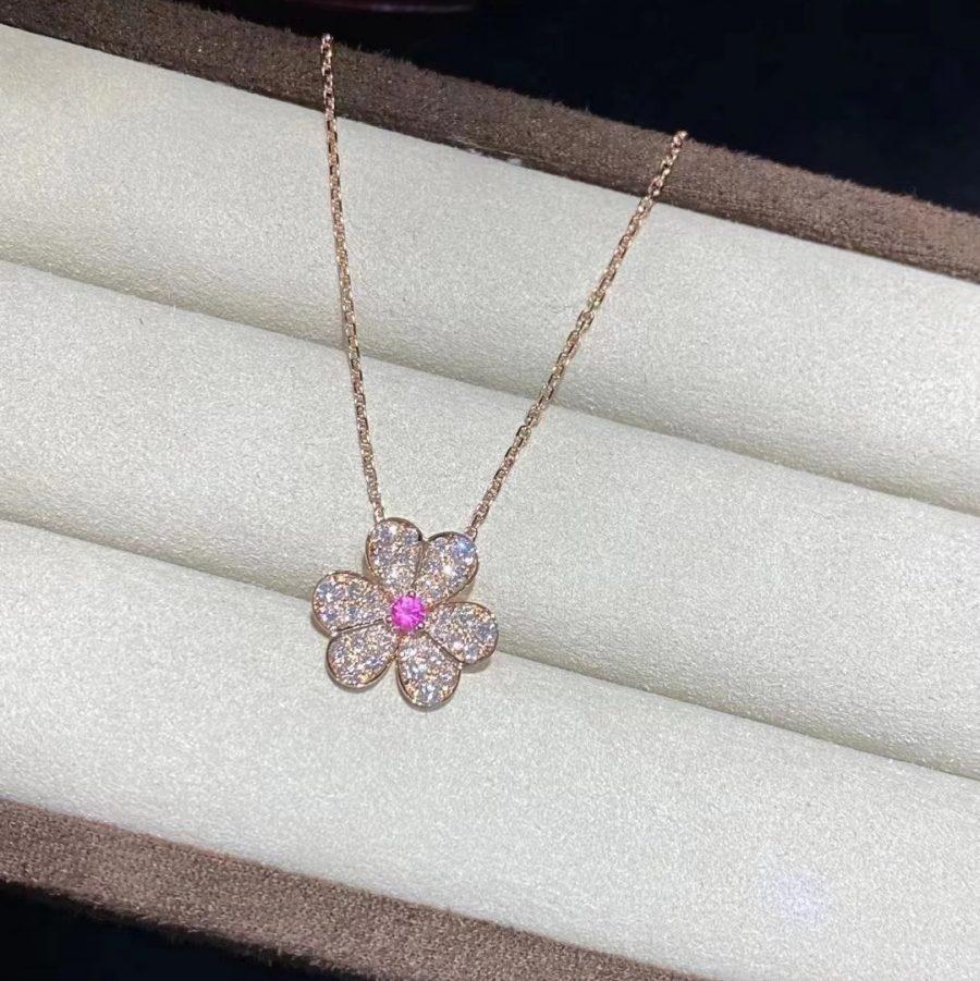 [⭐Sparkve]FRIVOLE ROSE GOLD FLOWER DIAMOND NECKLACE