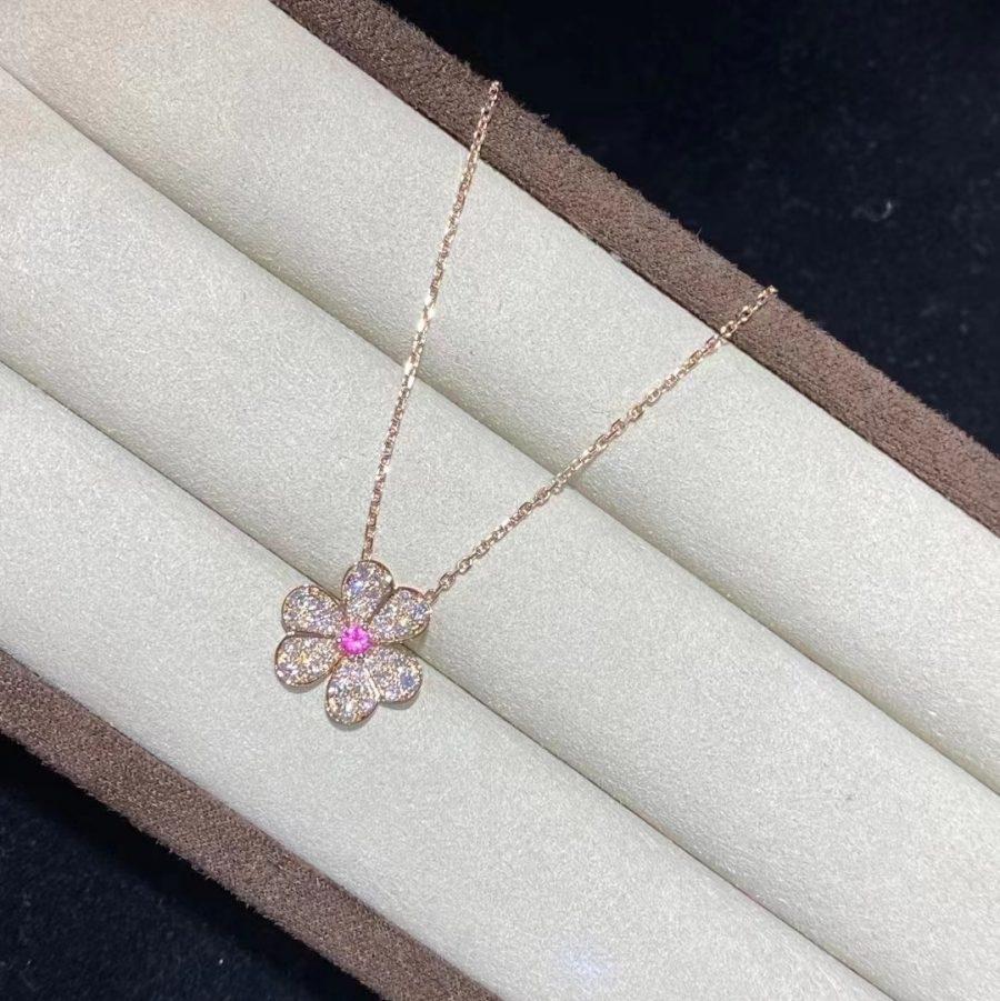 [⭐Sparkve]FRIVOLE ROSE GOLD FLOWER DIAMOND NECKLACE