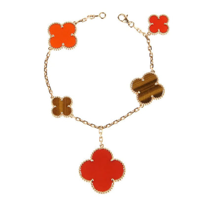 [⭐Sparkve]CLOVER BRACELET 5 MOTIFS CARNELIAN TIGER EYE