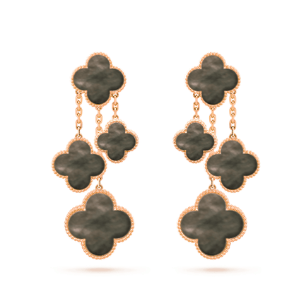 [⭐Sparkve]CLOVER EARRINGS DARK MOP 4 MOTIFS ROSE GOLD