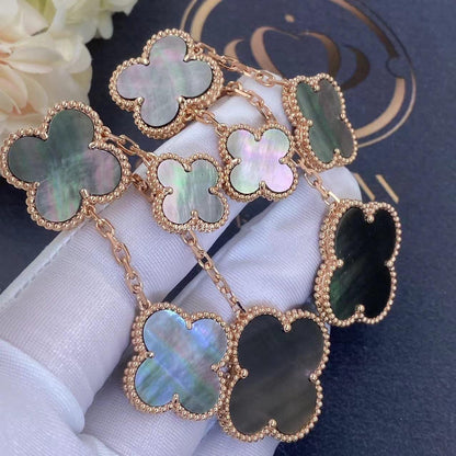 [⭐Sparkve]CLOVER EARRINGS DARK MOP 4 MOTIFS ROSE GOLD