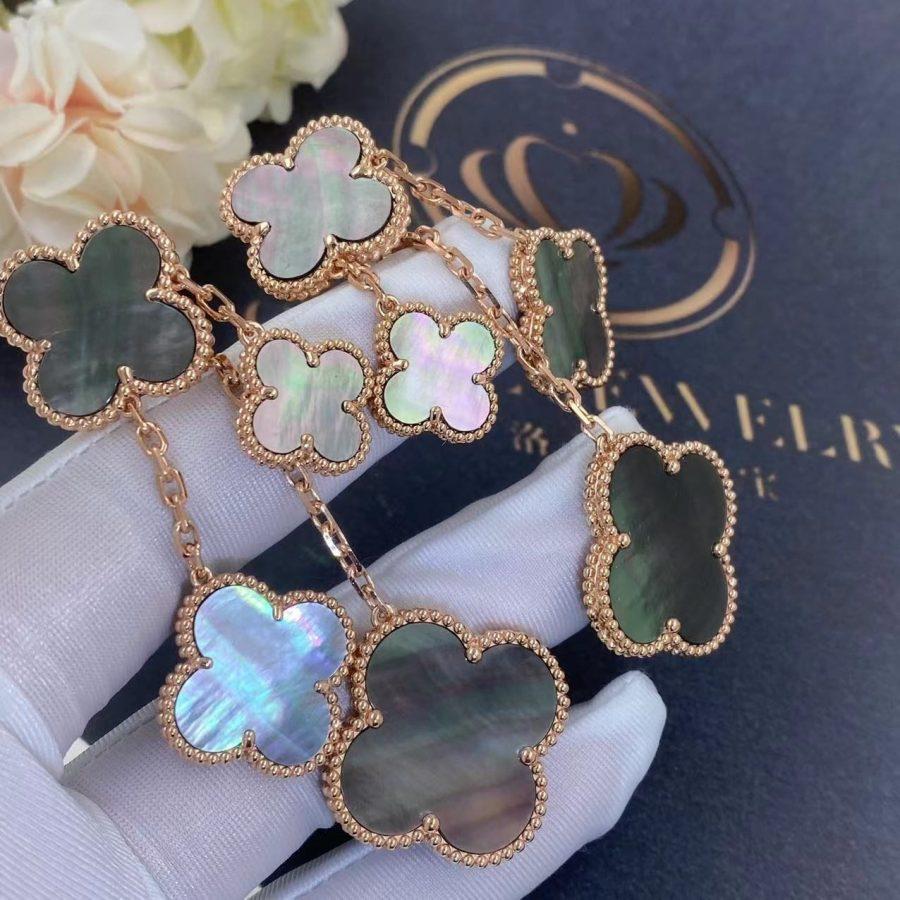 [⭐Sparkve]CLOVER EARRINGS DARK MOP 4 MOTIFS ROSE GOLD