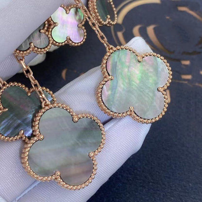 [⭐Sparkve]CLOVER EARRINGS DARK MOP 4 MOTIFS ROSE GOLD