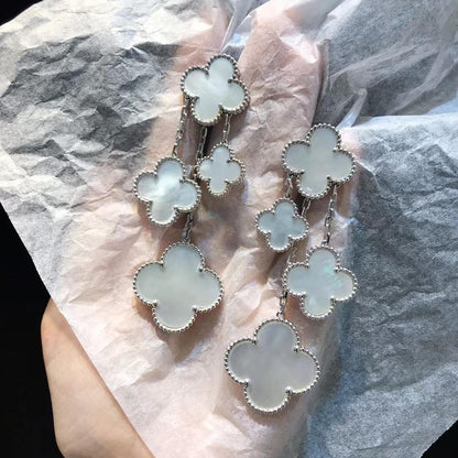 [⭐Sparkve]CLOVER EARRINGS WHITE MOP 4 MOTIFS SILVER