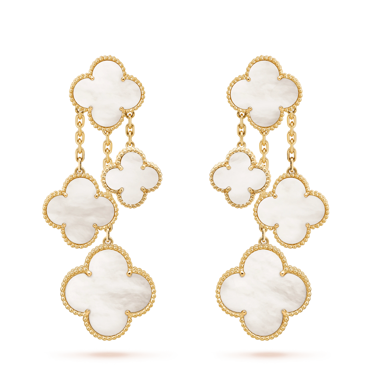 [⭐Sparkve]CLOVER EARRINGS WHITE MOP 4 MOTIFS GOLD