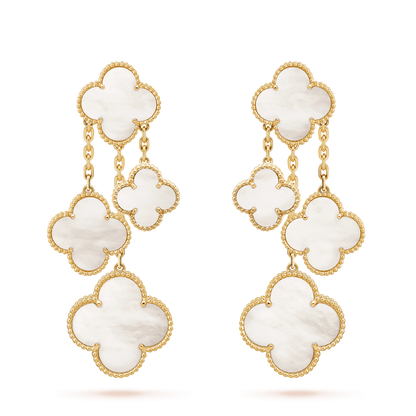 [⭐Sparkve]CLOVER EARRINGS WHITE MOP 4 MOTIFS GOLD