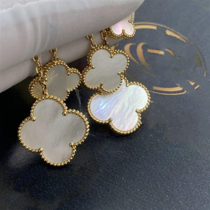 [⭐Sparkve]CLOVER EARRINGS WHITE MOP 4 MOTIFS GOLD