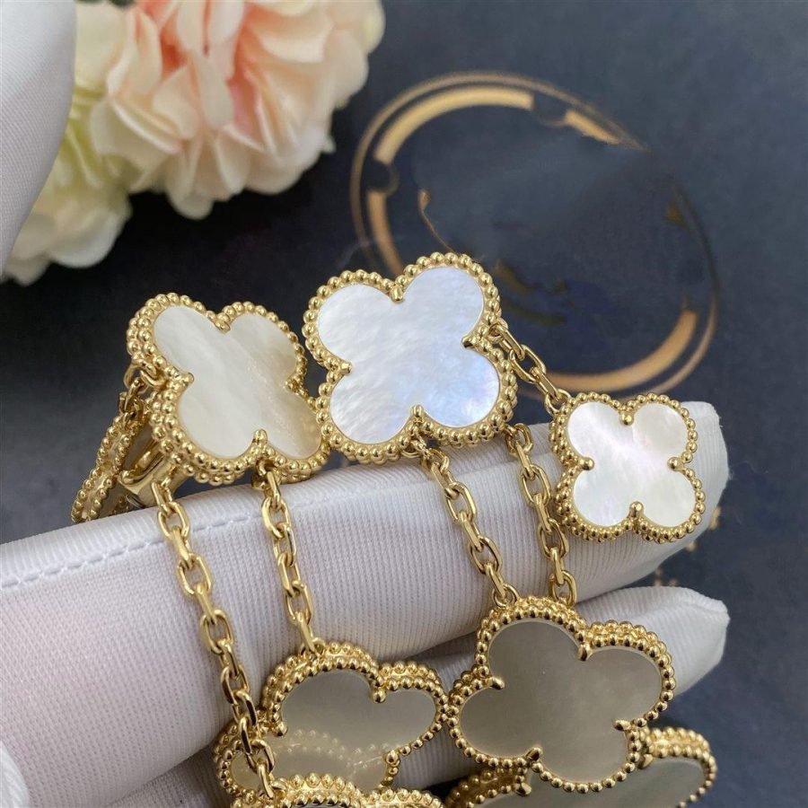 [⭐Sparkve]CLOVER EARRINGS WHITE MOP 4 MOTIFS GOLD