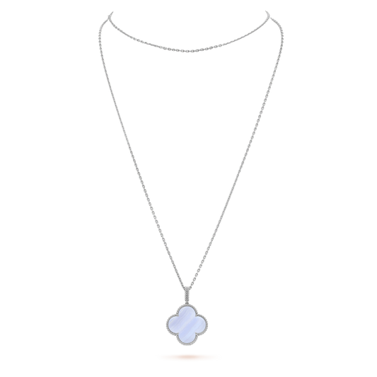 [⭐Sparkve]CLOVER SILVER CHALCEDONY BIG CLOVER NECKLACE