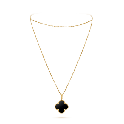 [⭐Sparkve]CLOVER 25MM GOLD ONYX BIG CLOVER NECKLACE