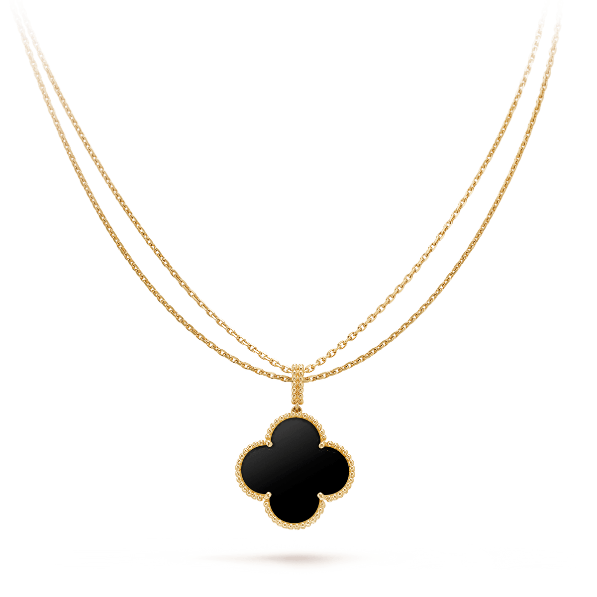 [⭐Sparkve]CLOVER 25MM GOLD ONYX BIG CLOVER NECKLACE