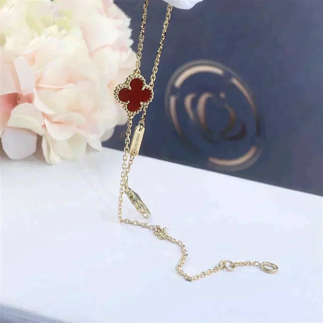 [⭐Sparkve]CLOVER  CARNELIAN SINGLE FLOWER BRACELET
