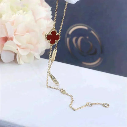[⭐Sparkve]CLOVER  CARNELIAN SINGLE FLOWER BRACELET