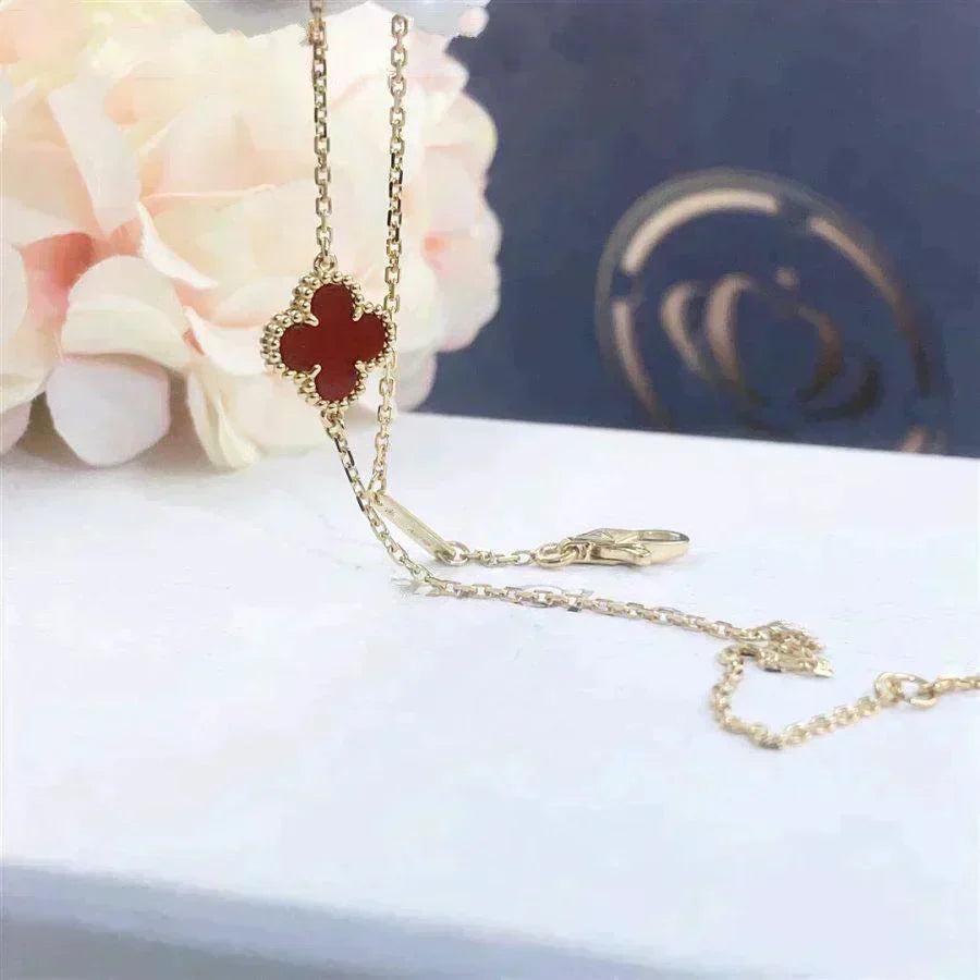 [⭐Sparkve]CLOVER  CARNELIAN SINGLE FLOWER BRACELET