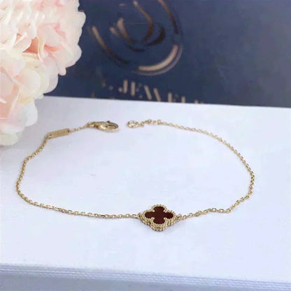 [⭐Sparkve]CLOVER  CARNELIAN SINGLE FLOWER BRACELET
