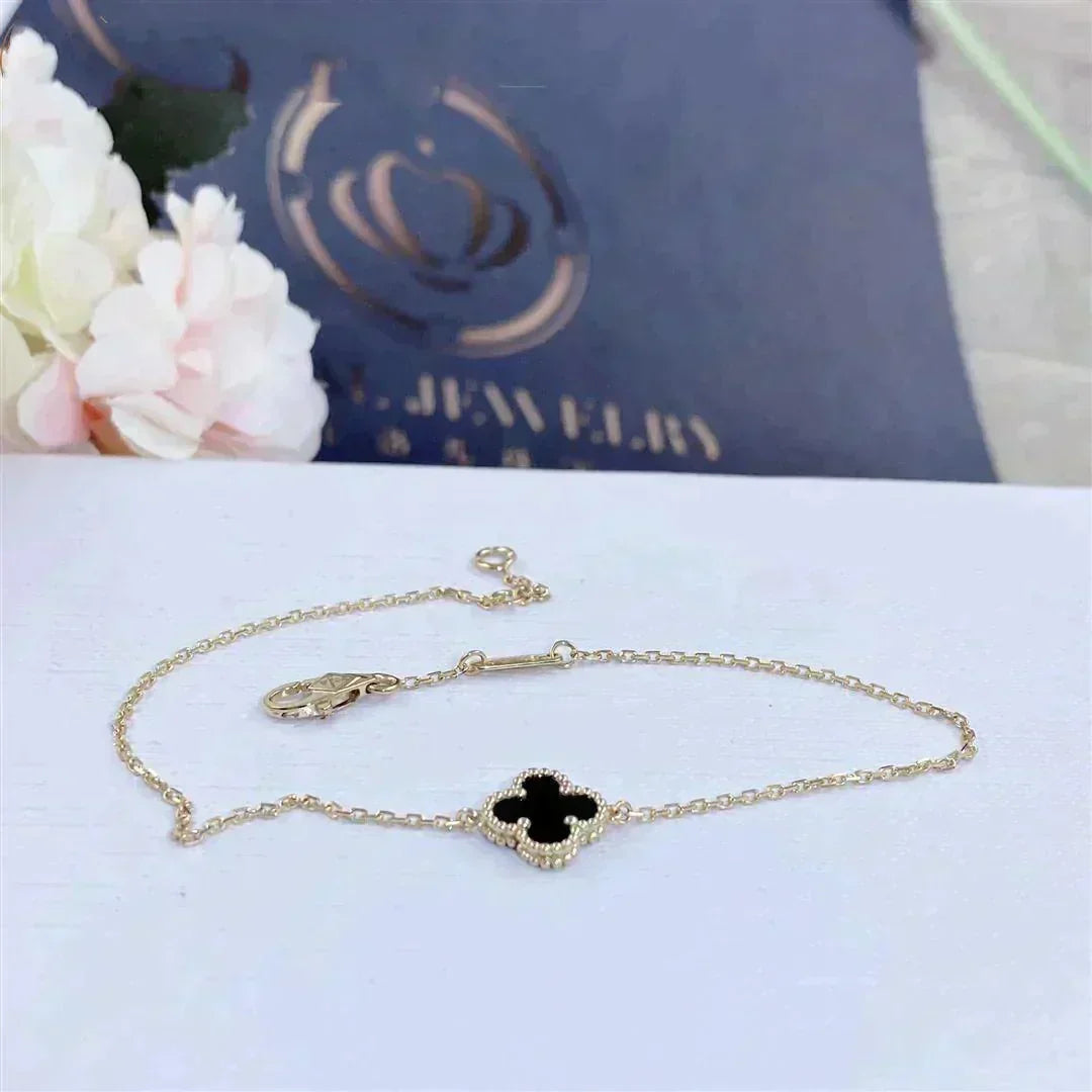 [⭐Sparkve]CLOVER ONYX SINGLE FLOWER BRACELET
