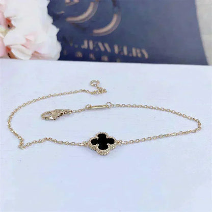 [⭐Sparkve]CLOVER ONYX SINGLE FLOWER BRACELET