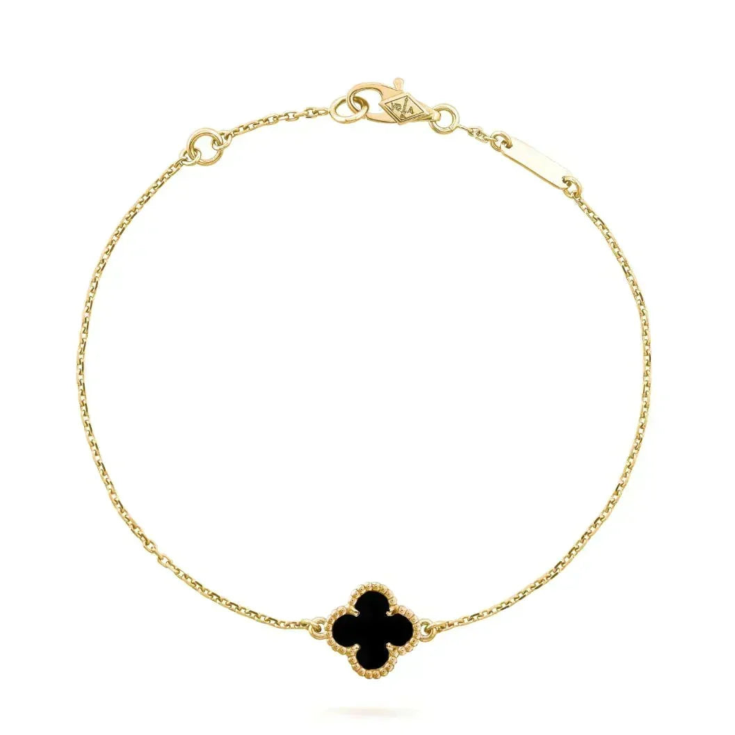 [⭐Sparkve]CLOVER ONYX SINGLE FLOWER BRACELET