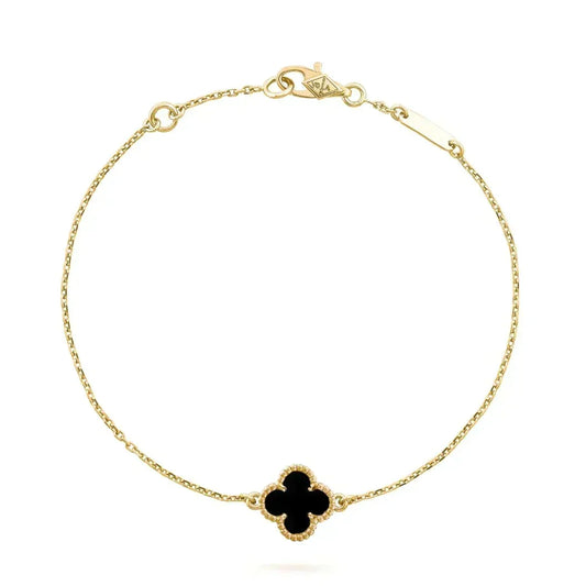 [⭐Sparkve]CLOVER ONYX SINGLE FLOWER BRACELET