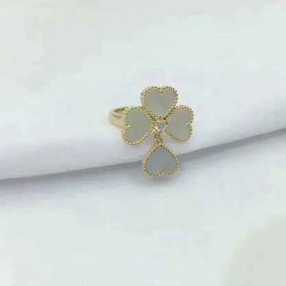 [⭐Sparkve]SWEET CLOVER WHITE MOP RING